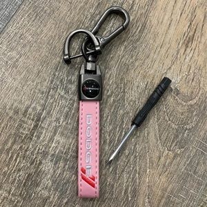 Dodge Pink Leather Keychain with carabiner